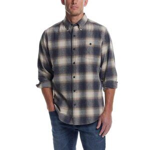 NEW Weatherproof Vintage Men's XL Blue & Beige Plaid Button-Up Flannel Shirt